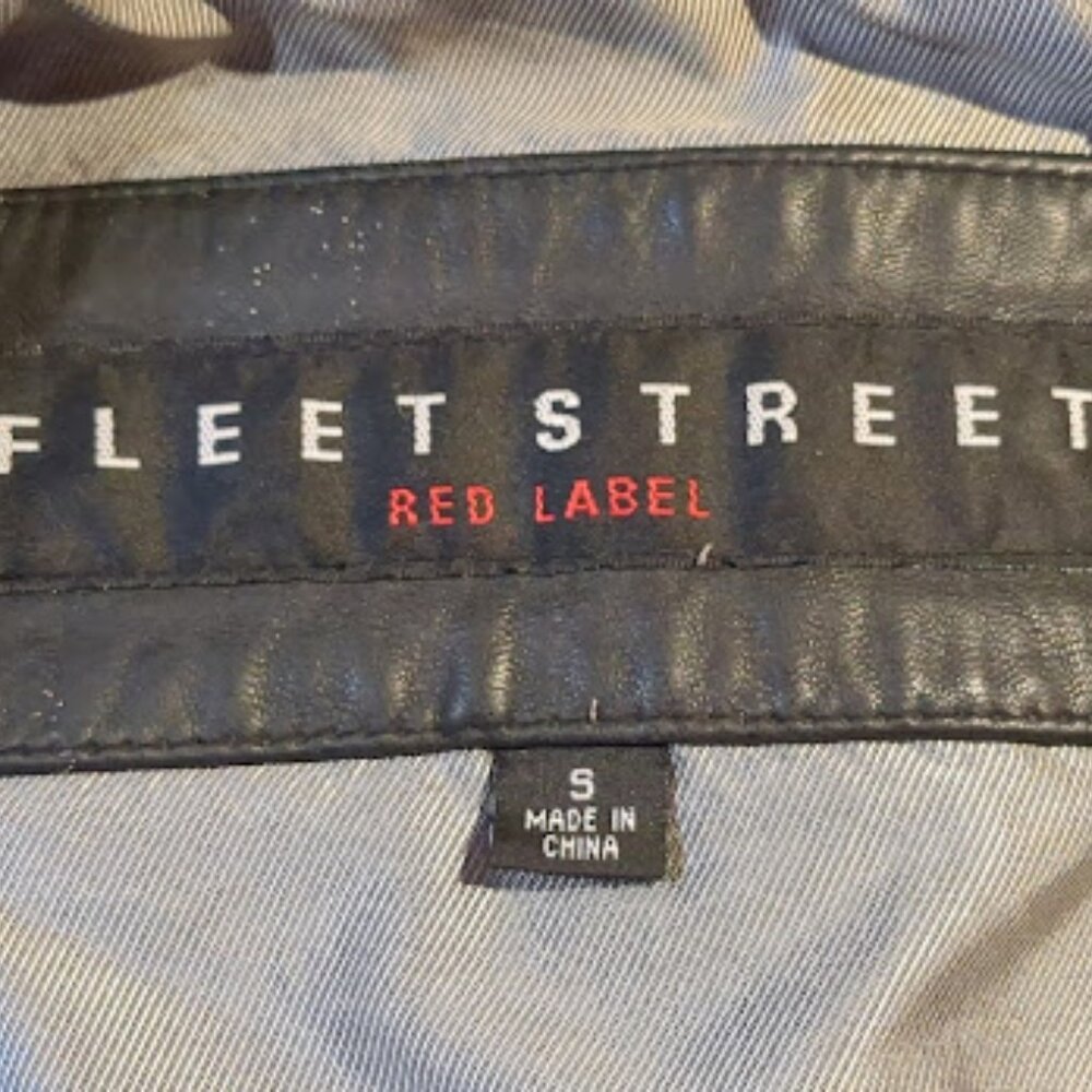 Fleet Street Red Label Black Leather Jacket Small Blazer Button Front 90s Minima - Picture 8 of 13